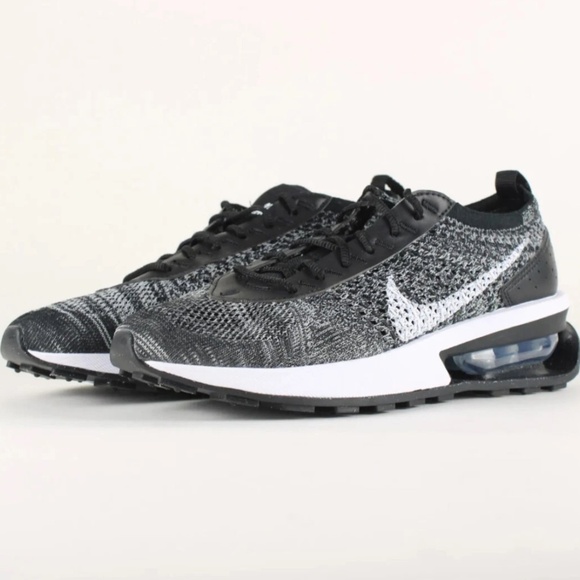 Womens 9 Nike Air Max Flyknit Racer Running Shoes DM9073-001 Black / White - Picture 3 of 16